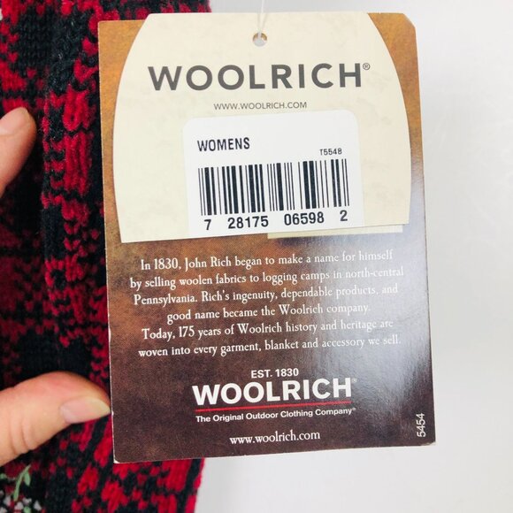 NEW Woolrich Women’s Cardigan Vest Sz Large Full Zip Plaid Daisies Ruby Red NWT - Picture 8 of 10